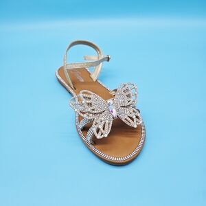 Forever Link Girls Gold Rhinestone Butterfly Sandals